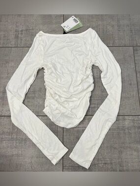 NWT Women’s H&M Divided Gathered Jersey Top Size XS White Buttery Soft Material